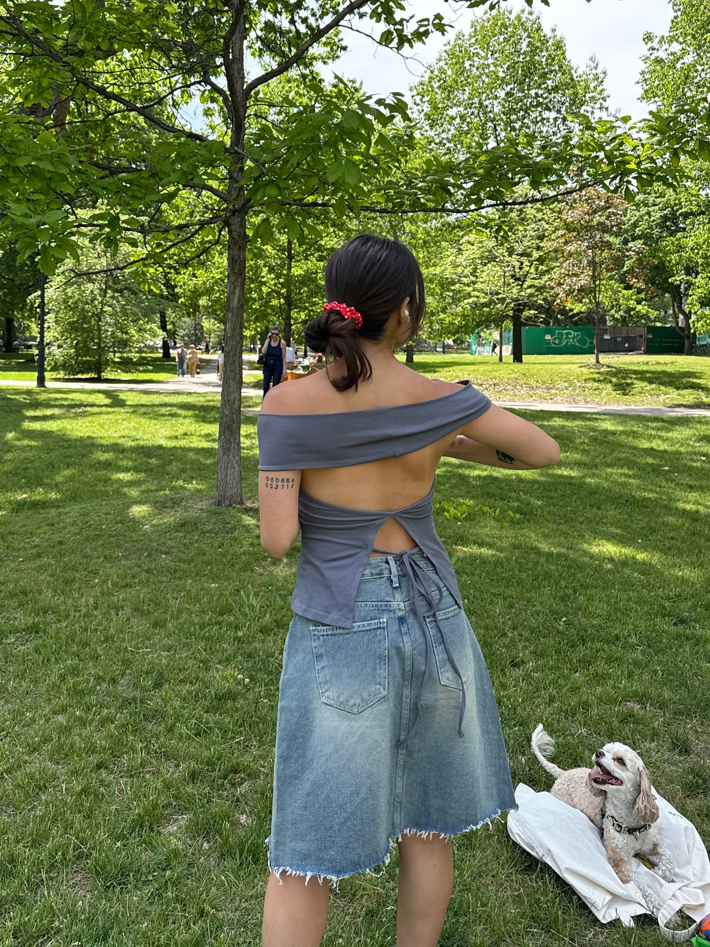 INES Off-shoulder tie-back top