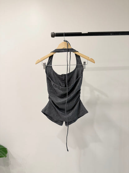 TANLEY Button-up halter top