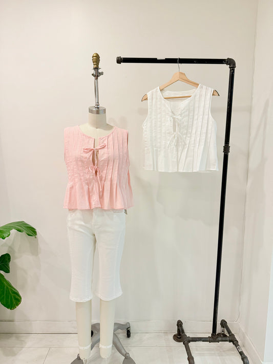 REESE Pleated linen top