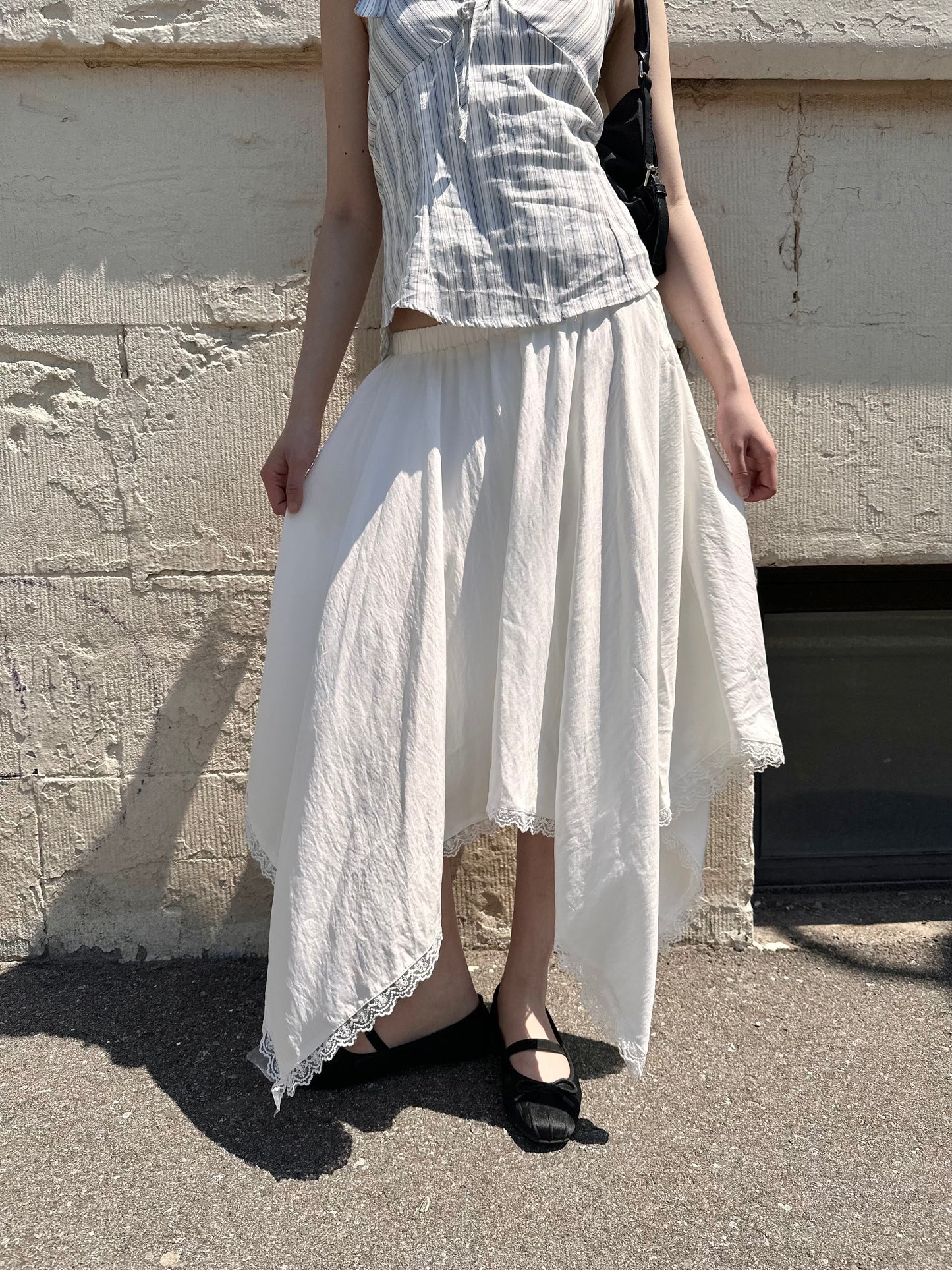 CLARA Lace trim midi skirt