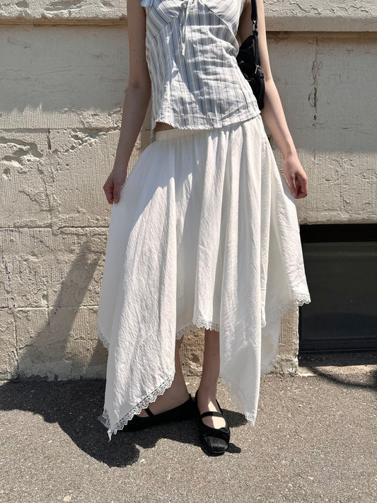 CLARA Lace trim midi skirt