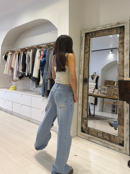 DORA Ripped wide-leg jeans