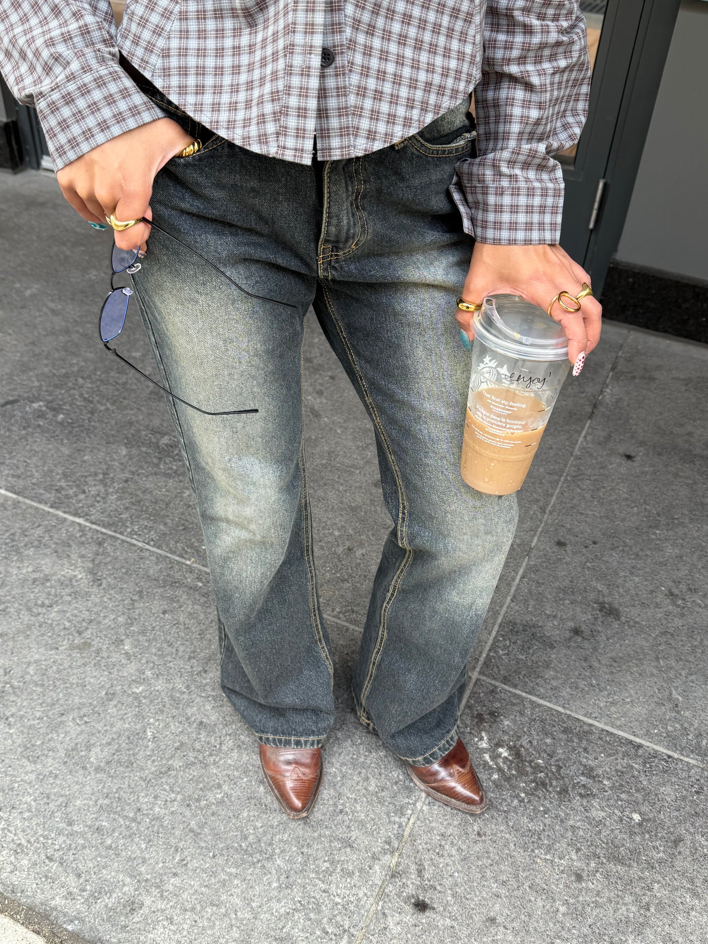 BENNE Black washed bootcut jeans