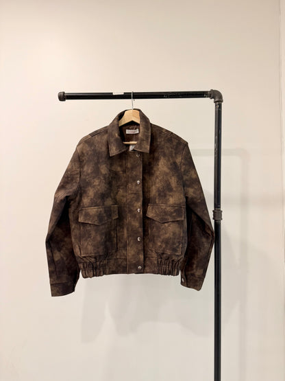 SHOW Washed faux leather bomber