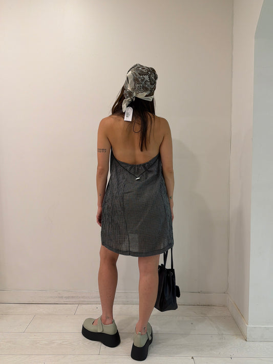 POPPY Gingham halter mini dress