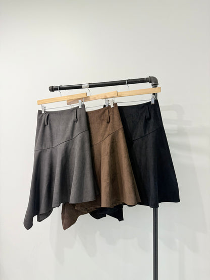 MICA Asymmetric suede skirt