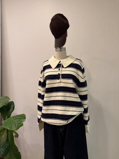 DINDA Stripe collar sweater