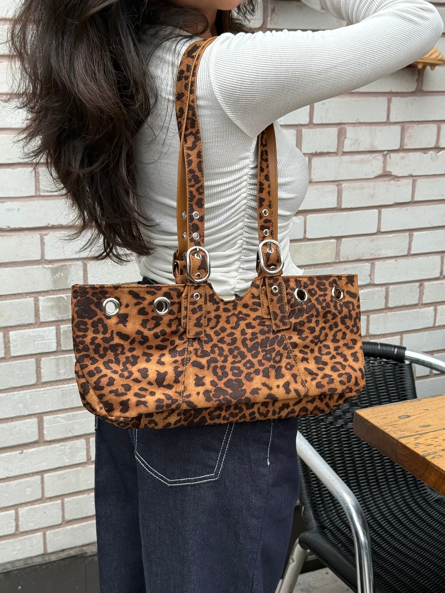 VELO Belted faux suede bag