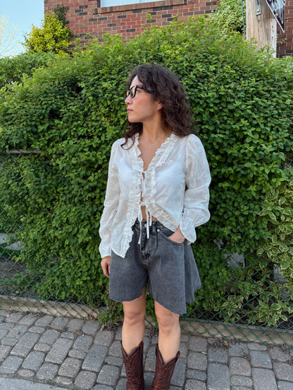 SKET  Flare denim shorts