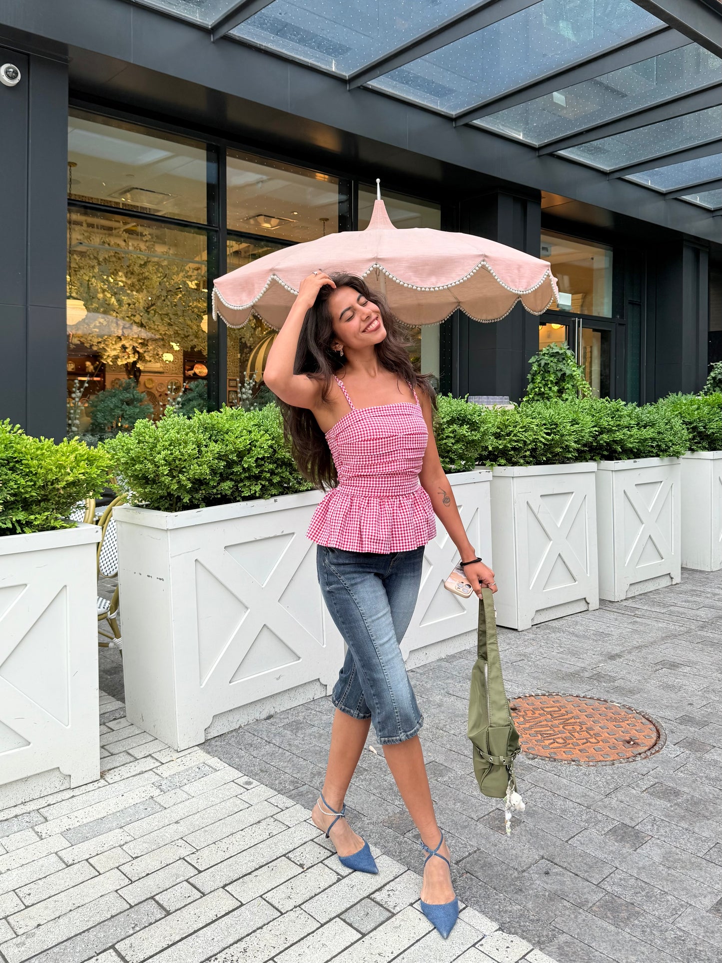 POP Gingham peplum top