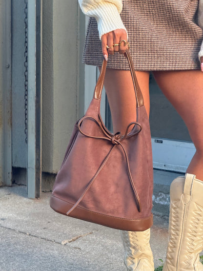MILE Faux suede bow bag