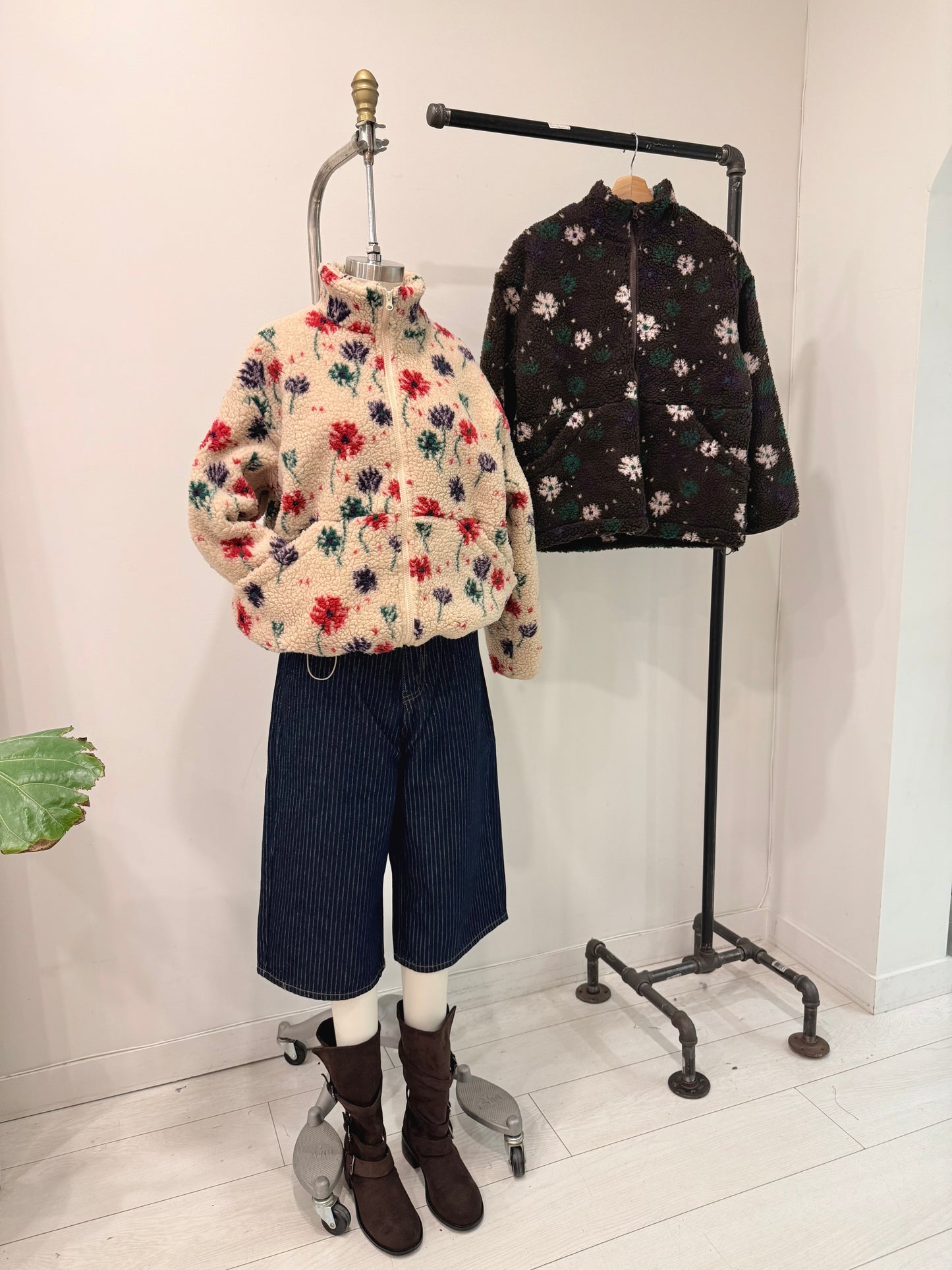 TUBE Flower print fleece jacket