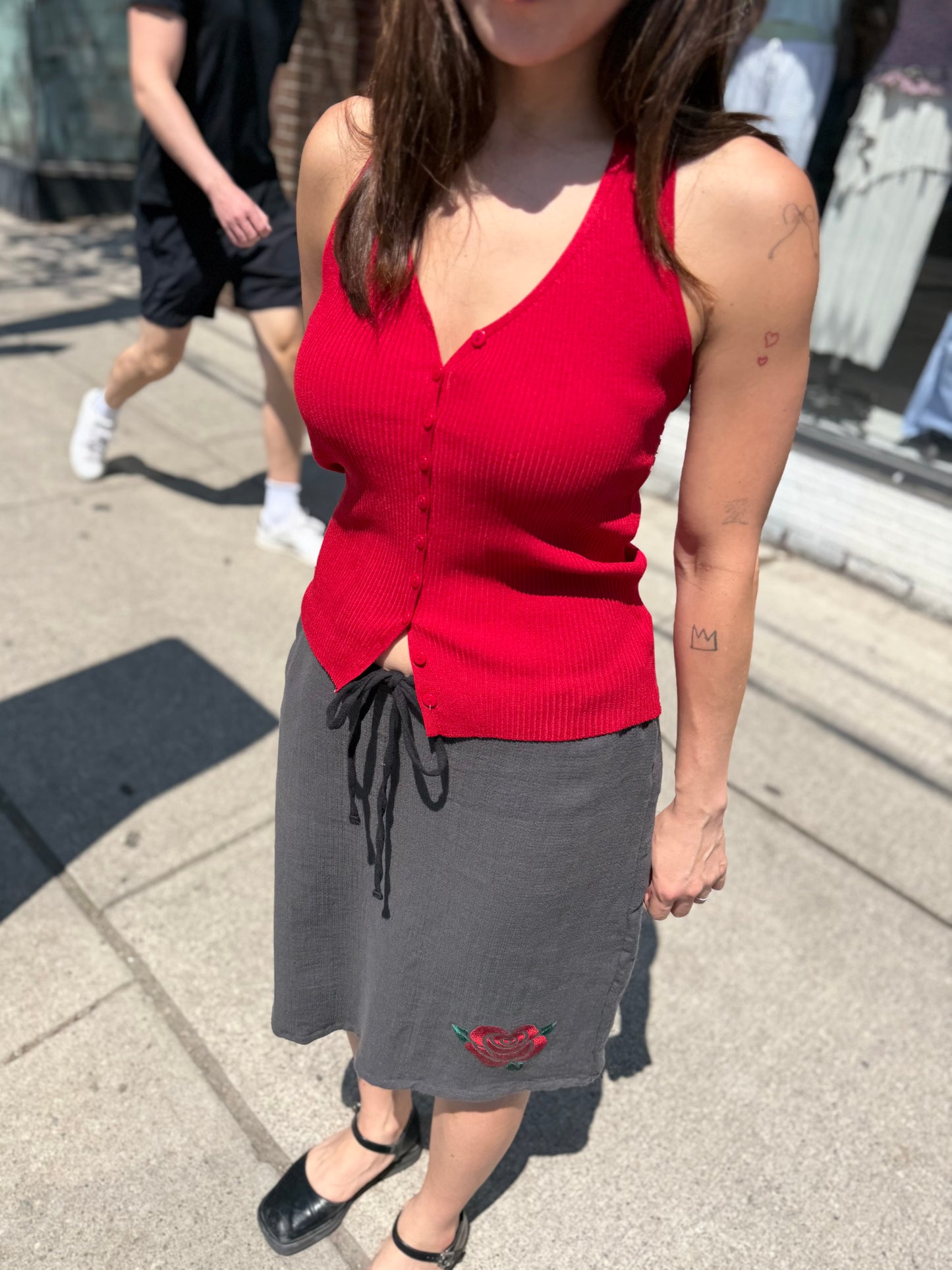 ROSIE Embroidered midi skirt