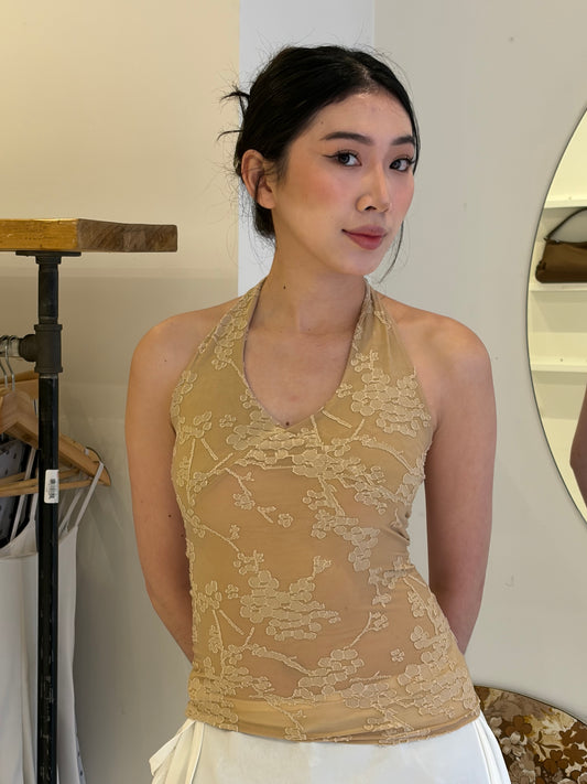 FLORA Jacquard halter top