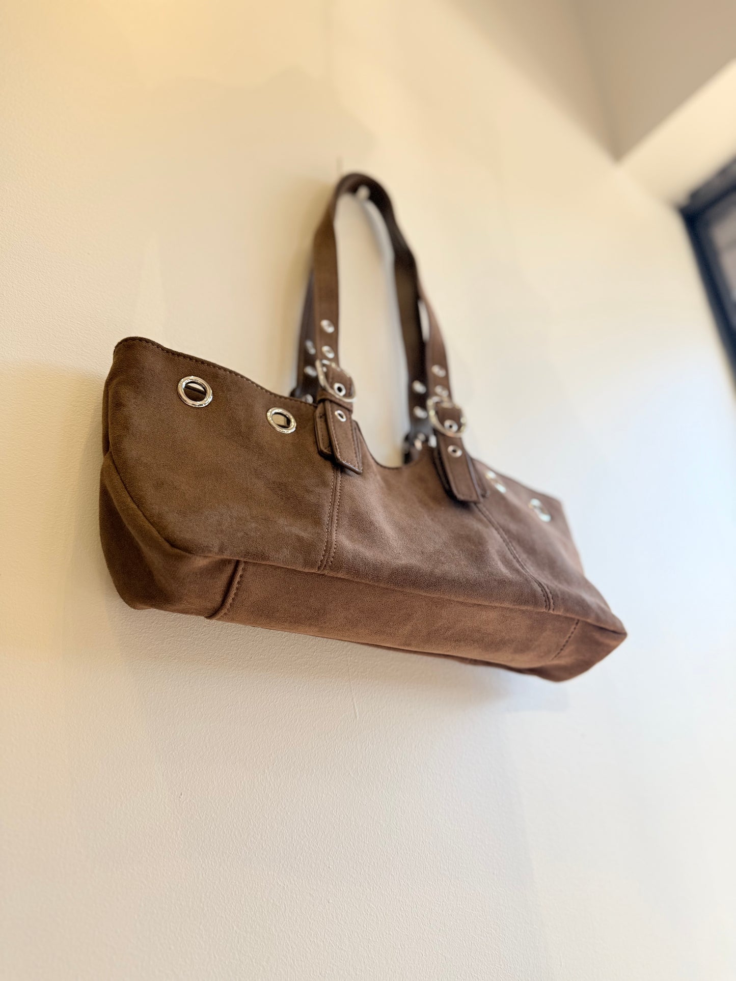 VELO Belted faux suede bag