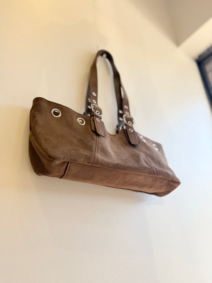 VELO Belted faux suede bag