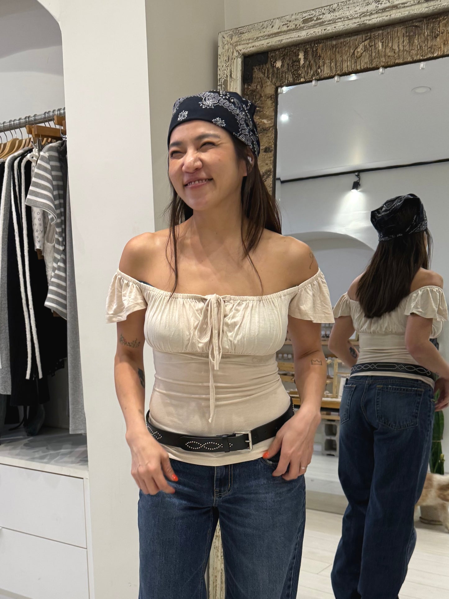 NOA Front tie frill top