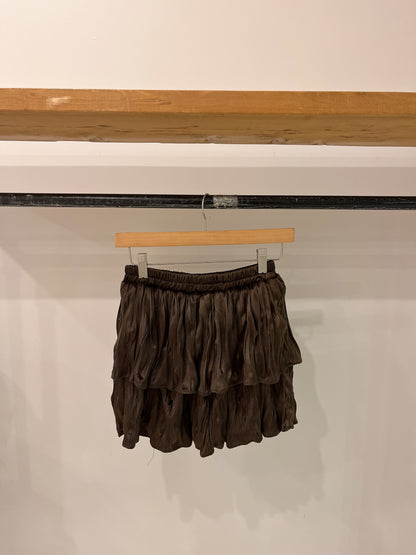 CUROS Velvety mini tiered skirt