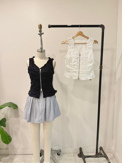 PLEN Ruched zip-up top