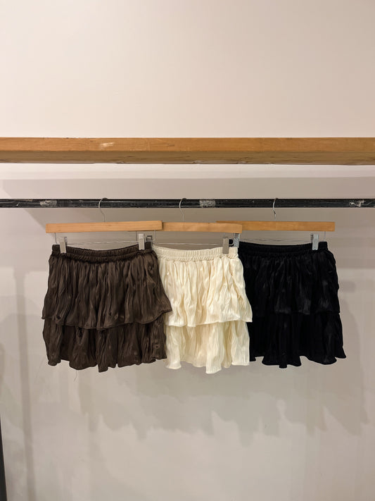 CUROS Velvety mini tiered skirt