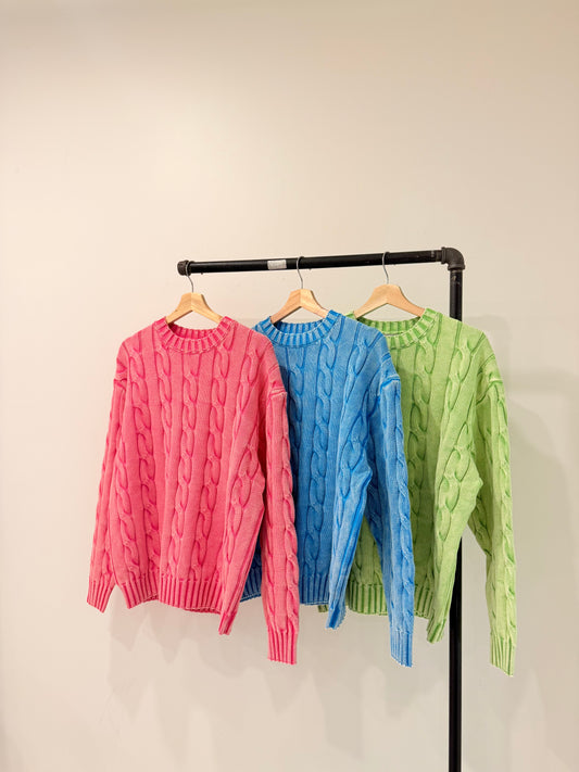 DEJAVU Neon cable-knit sweater