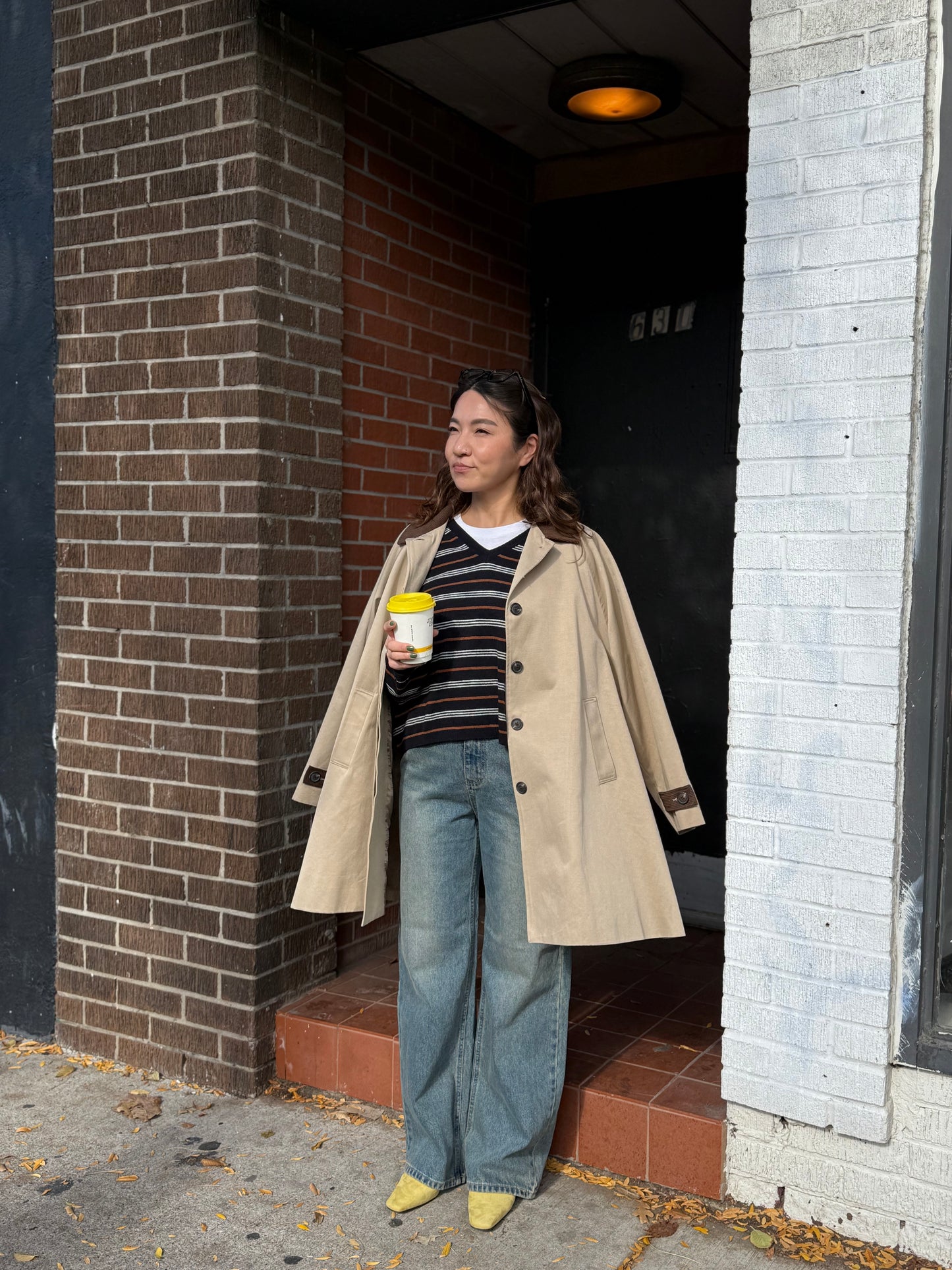 BEADA Corduroy collar trench coat