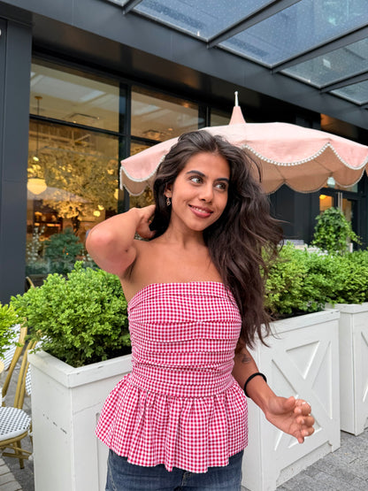 POP Gingham peplum top