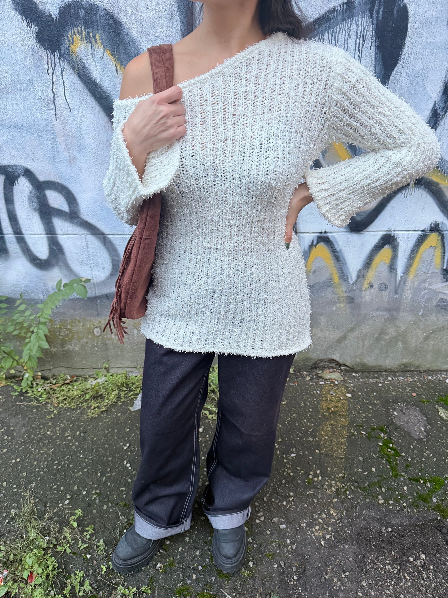 ROAR Asymmetric long knit top