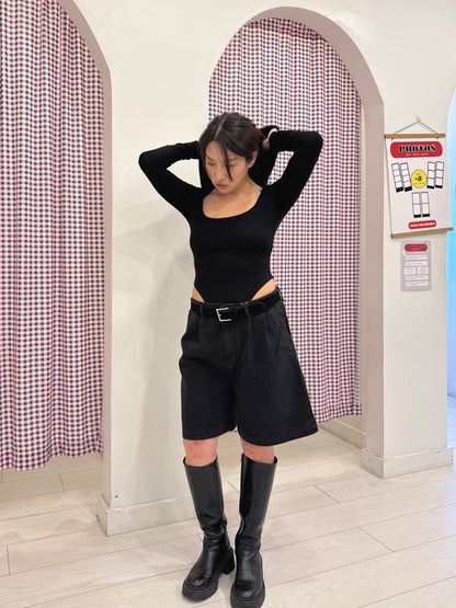 VOICE Black denim shorts