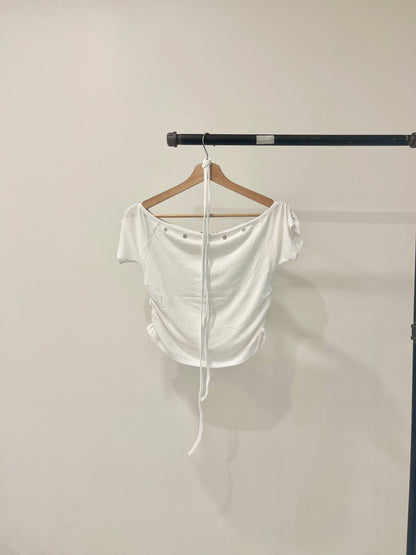 EVIE Eyelet-trim crop tee