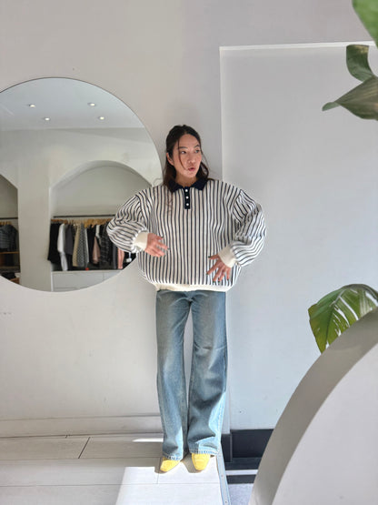 TIA Horizontal stripe rugby shirt