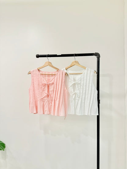 REESE Pleated linen top