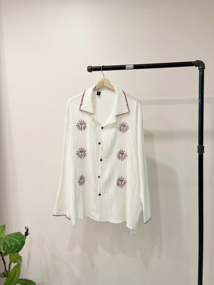 NELL Sun-embroidered camp shirt
