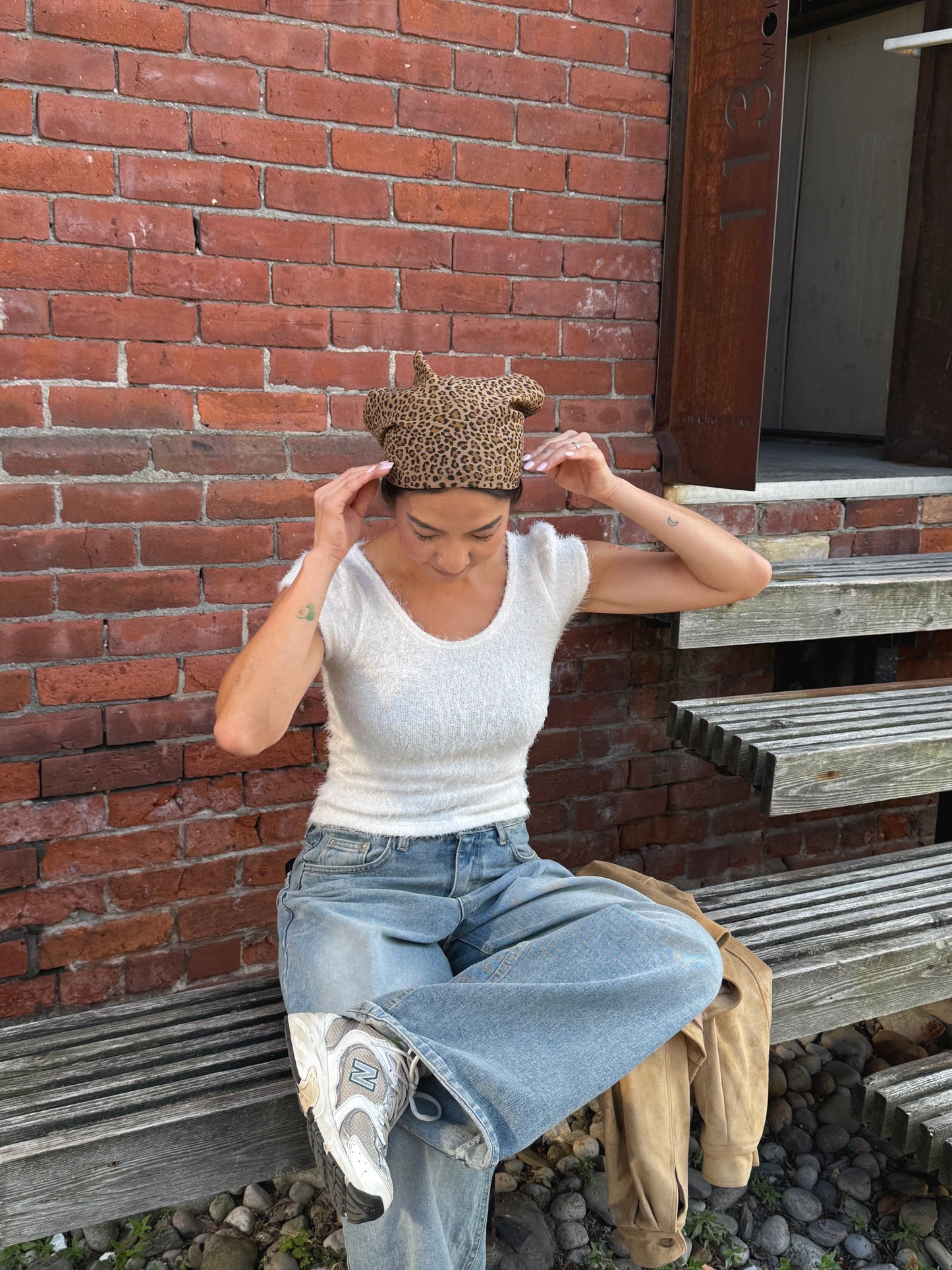 NICOLE Capped sleeve boucle top
