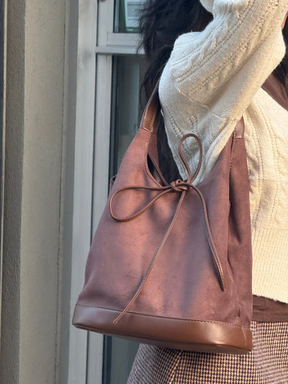 MILE Faux suede bow bag