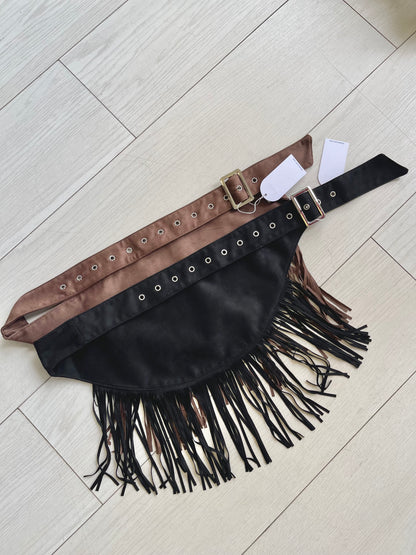 DAKOTA Fringe suede belt