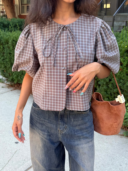 POSE Plaid tie shirt