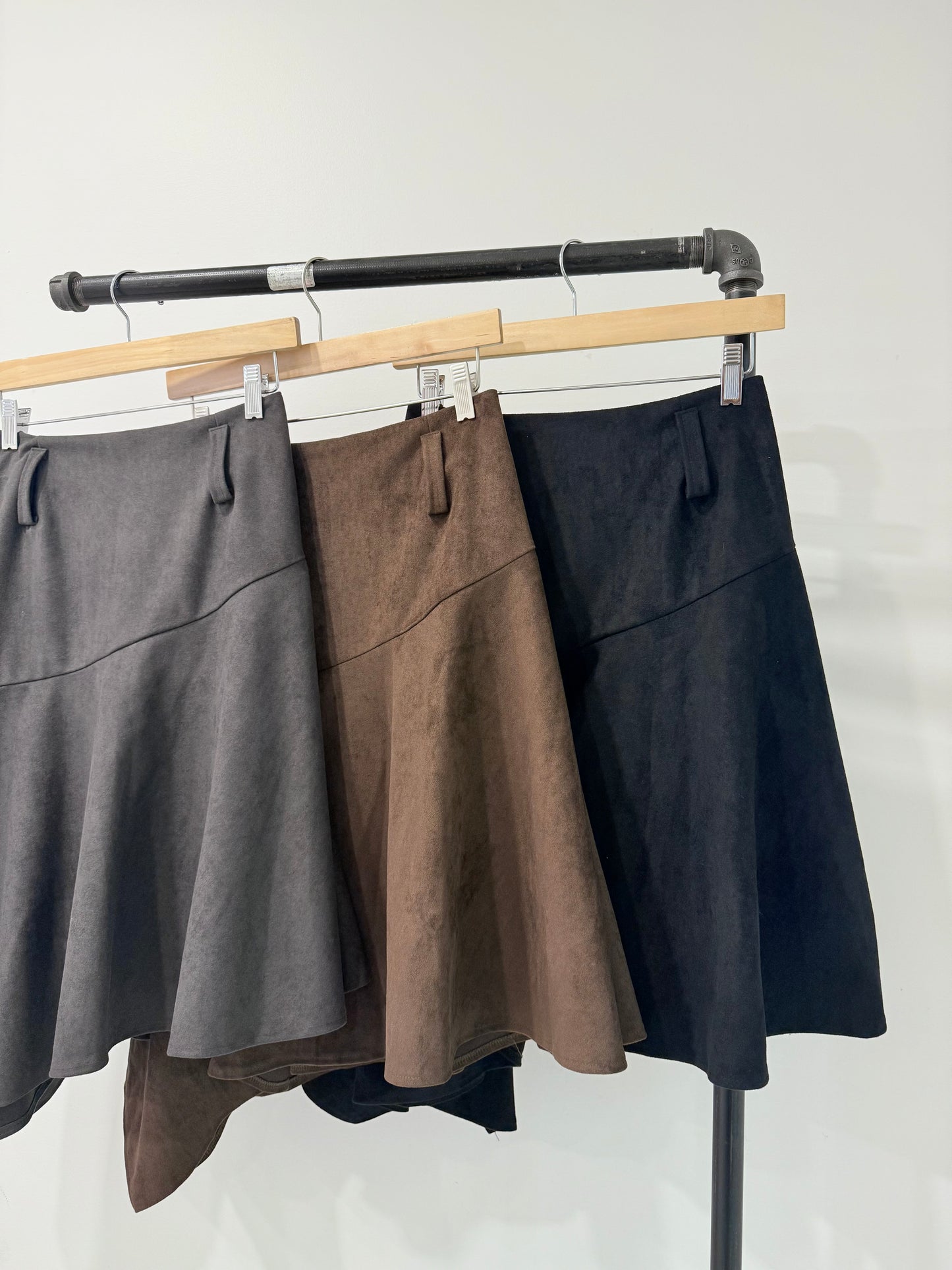 MICA Asymmetric suede skirt
