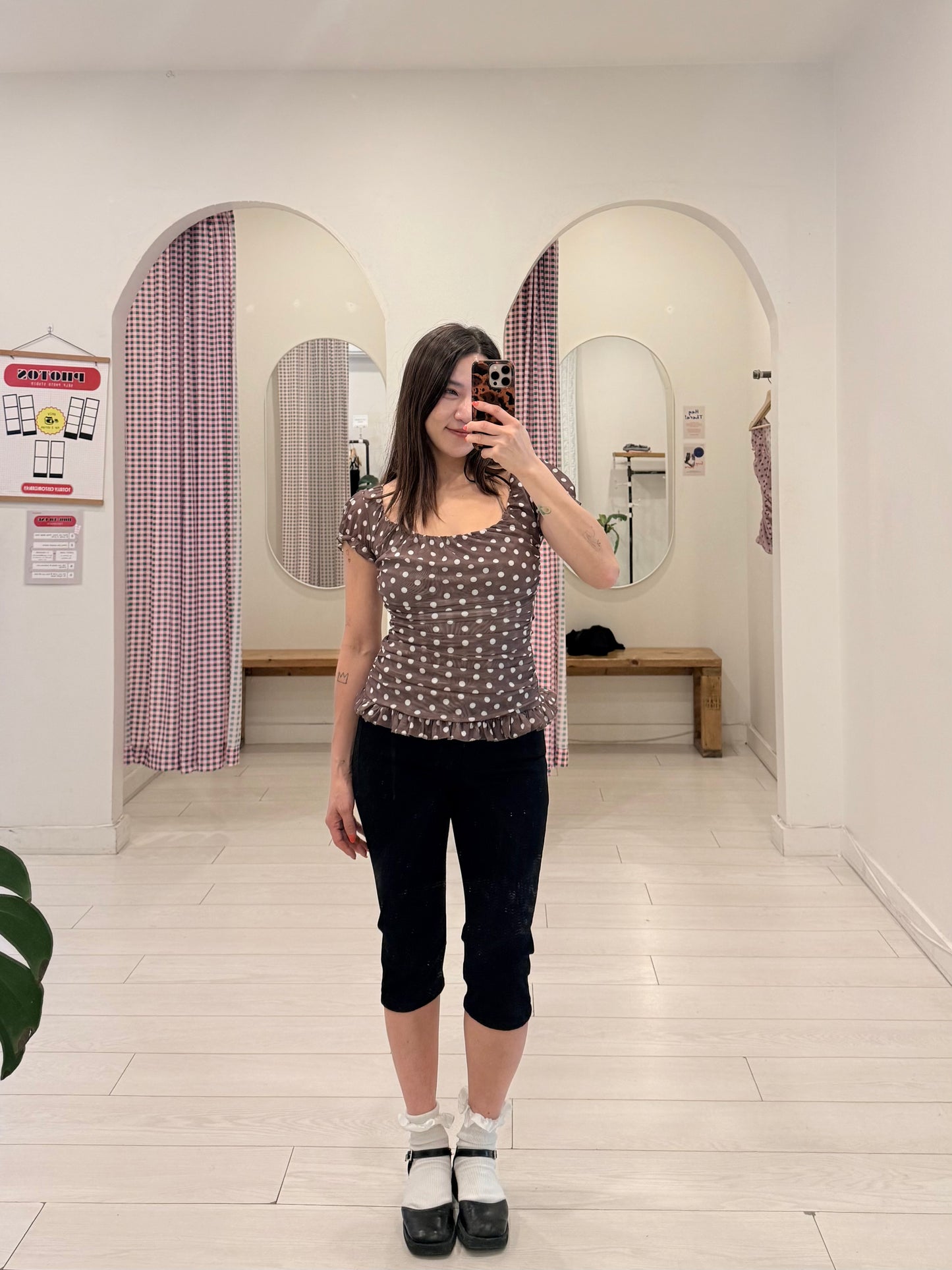 PIPER Polkadot square-neck top