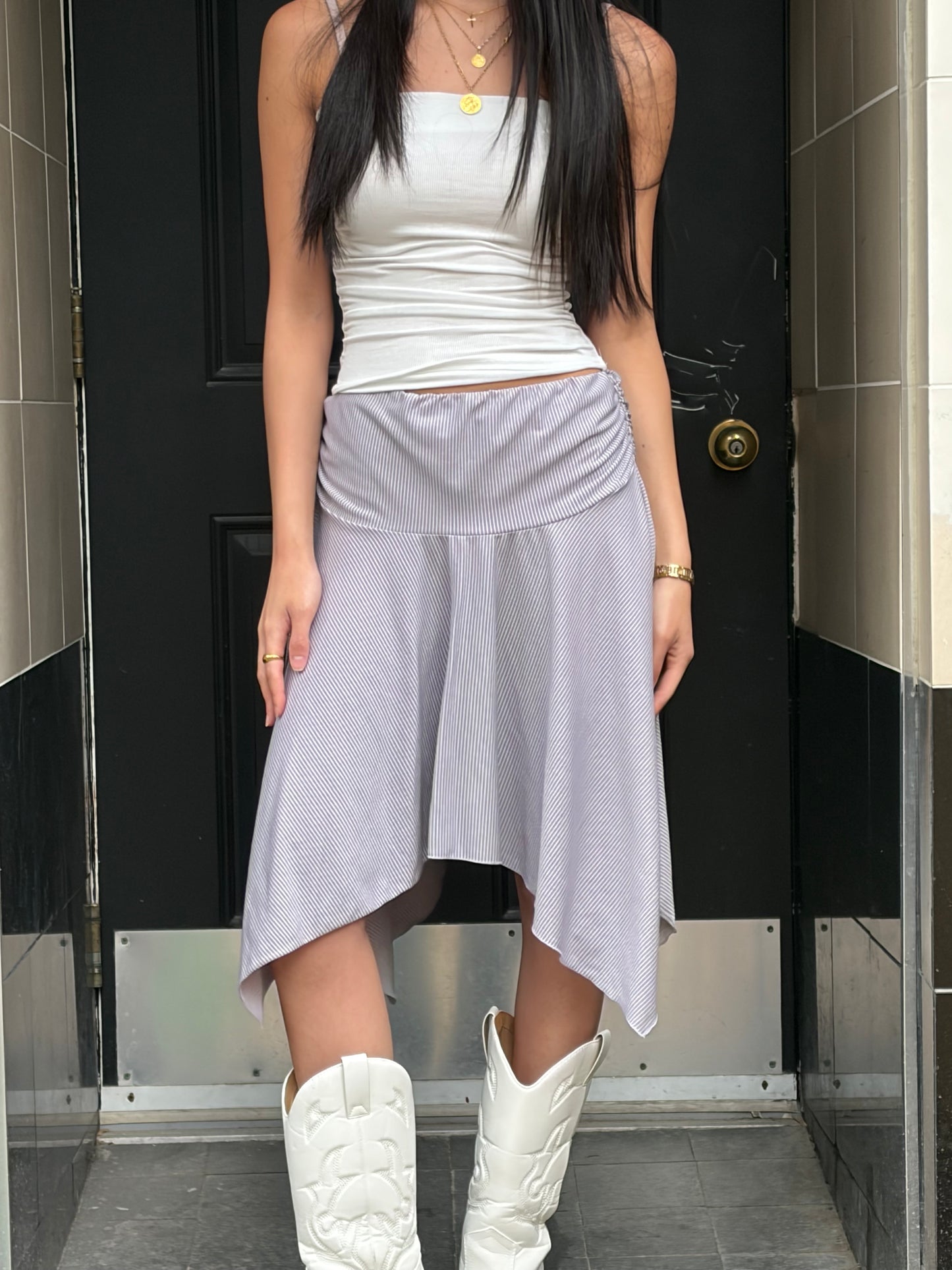 LINE Ruched midi skirt