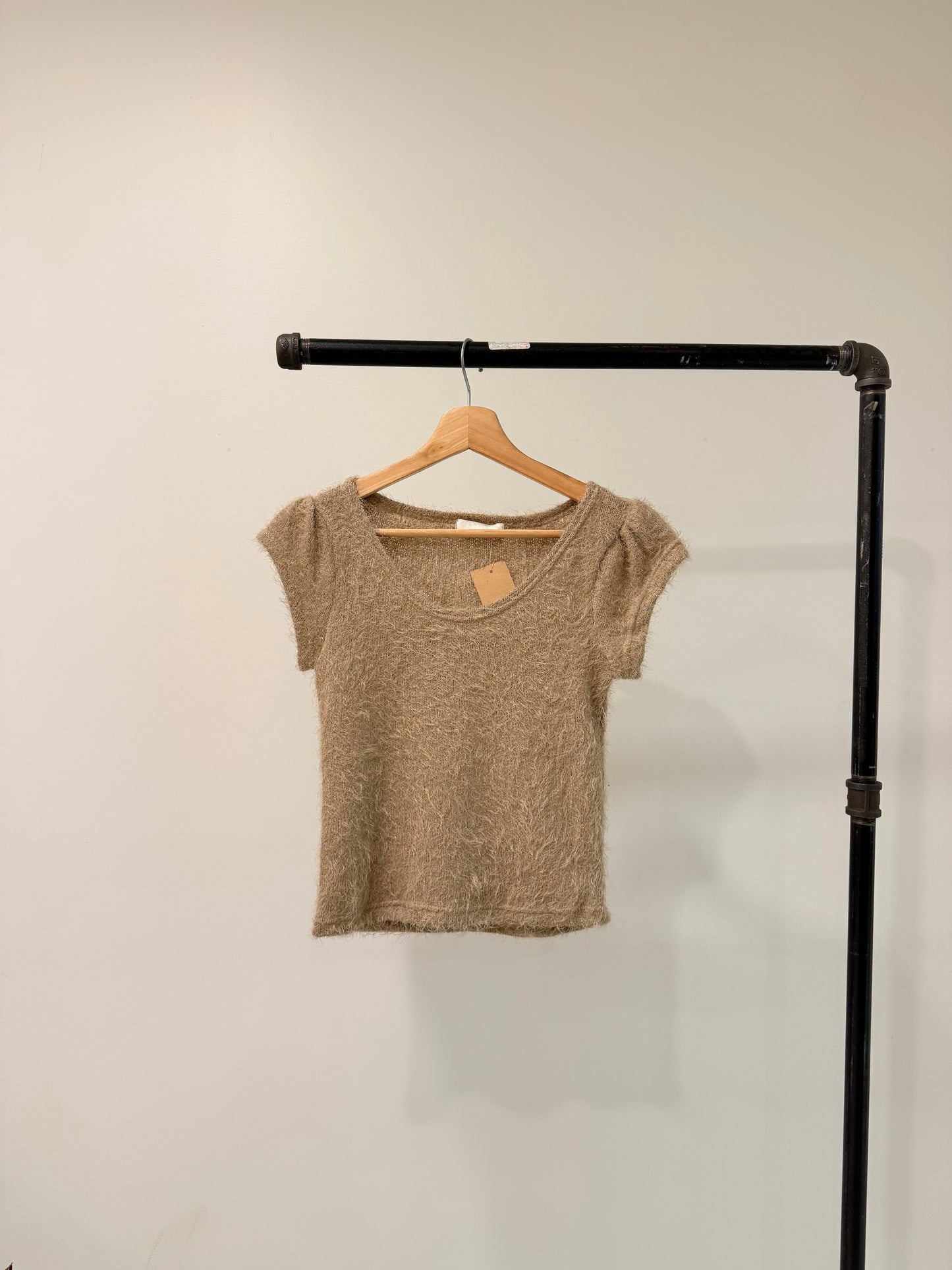 NICOLE Capped sleeve boucle top