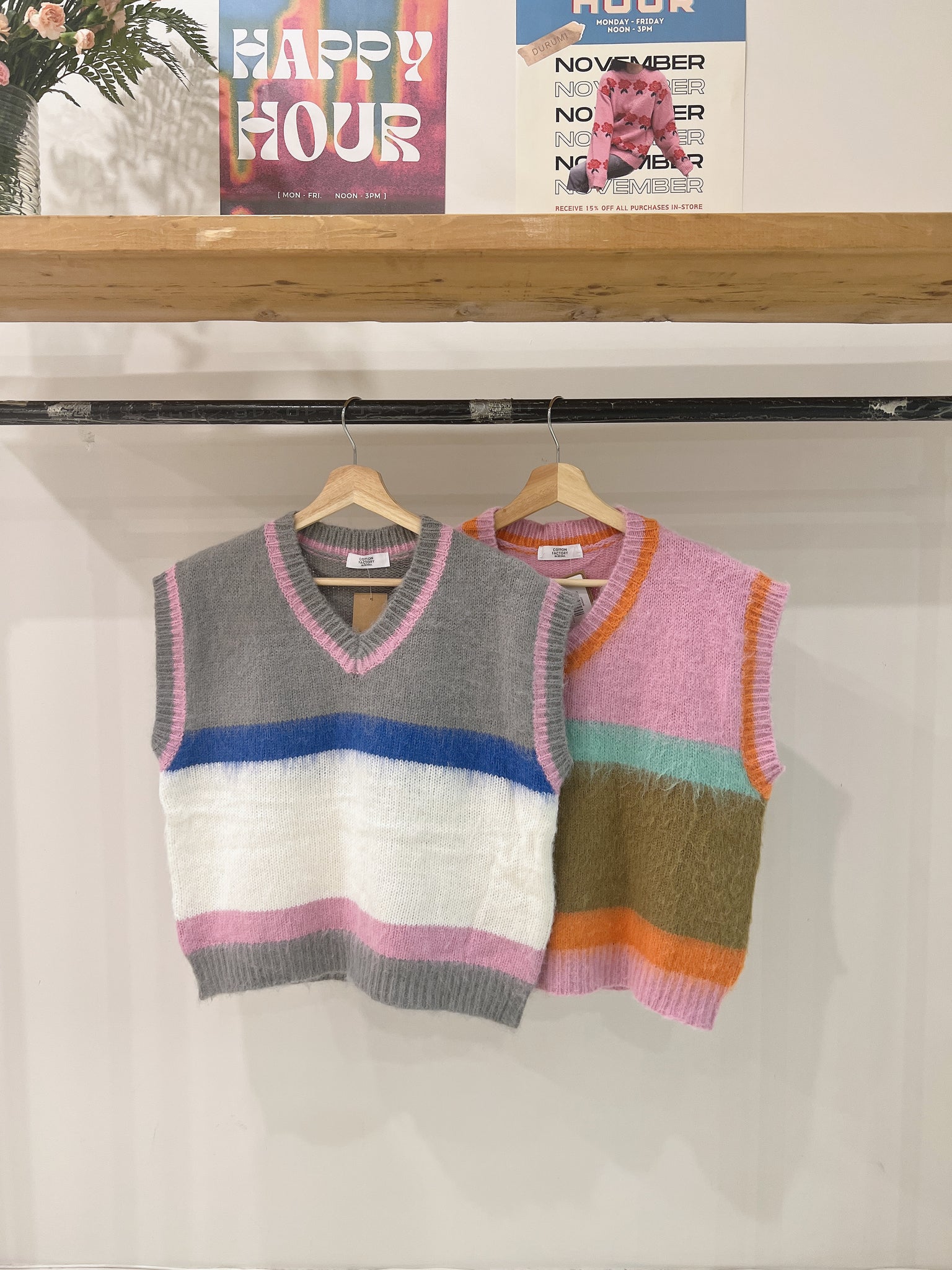 POLA Multi stripe knit vest