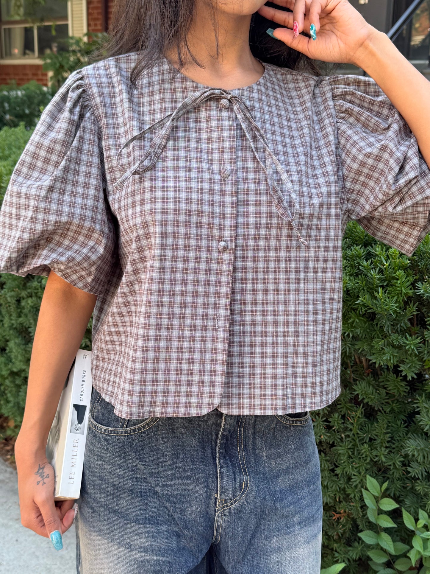 POSE Plaid tie shirt