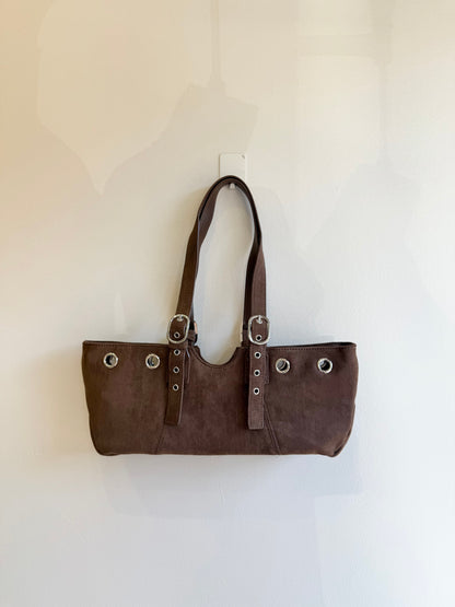 VELO Belted faux suede bag