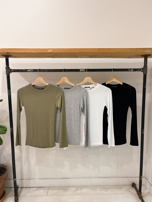 TOVIO Ribbed basic long sleeve top