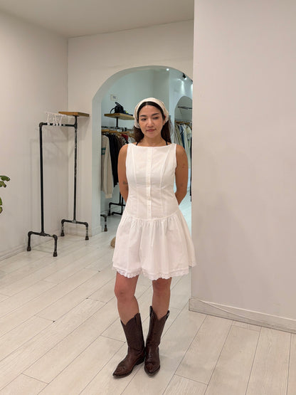 MARGOT Eyelet drop-waist mini dress