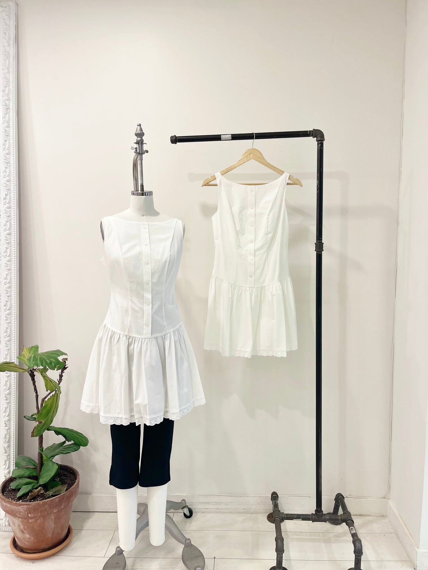 MARGOT Eyelet drop-waist mini dress