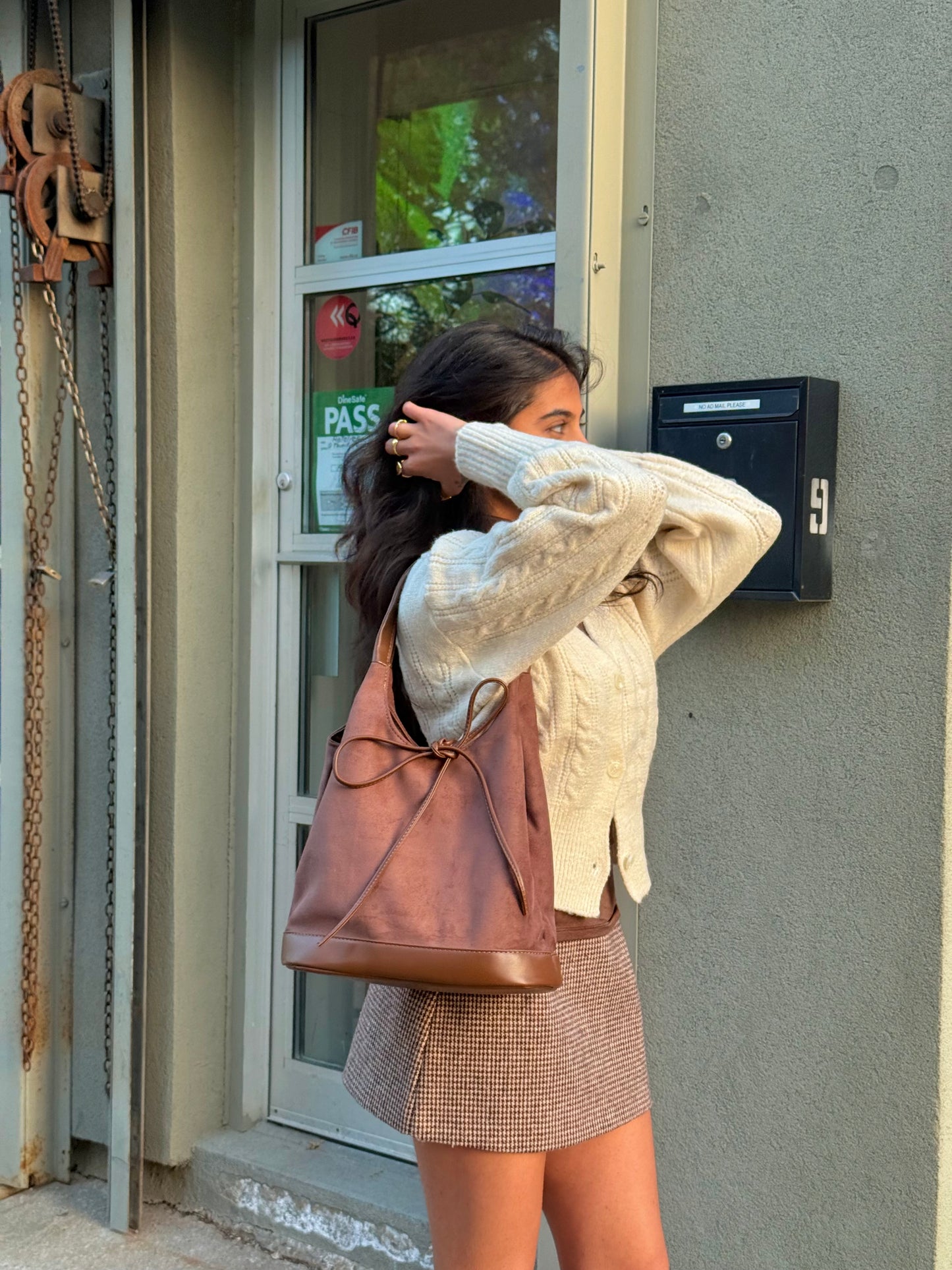 MILE Faux suede bow bag