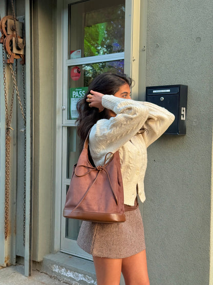 MILE Faux suede bow bag