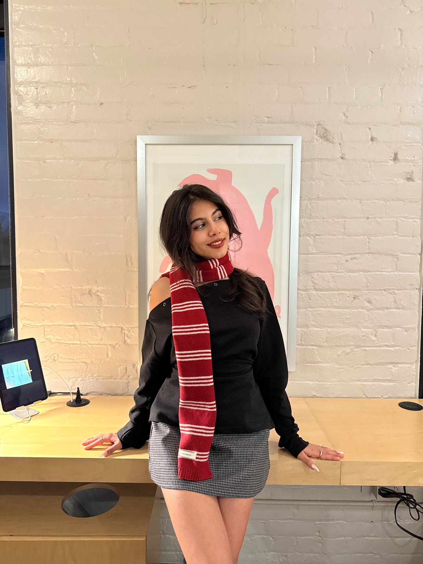 MAC Striped wool scarf